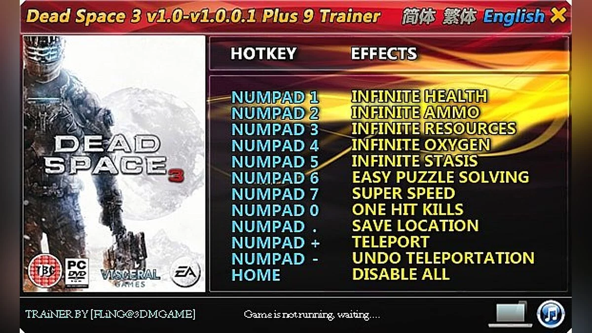 Dead Space 3 — Трейнер / Trainer (+8) [1.0 ~ 1.0.0.1] [FLiNG]