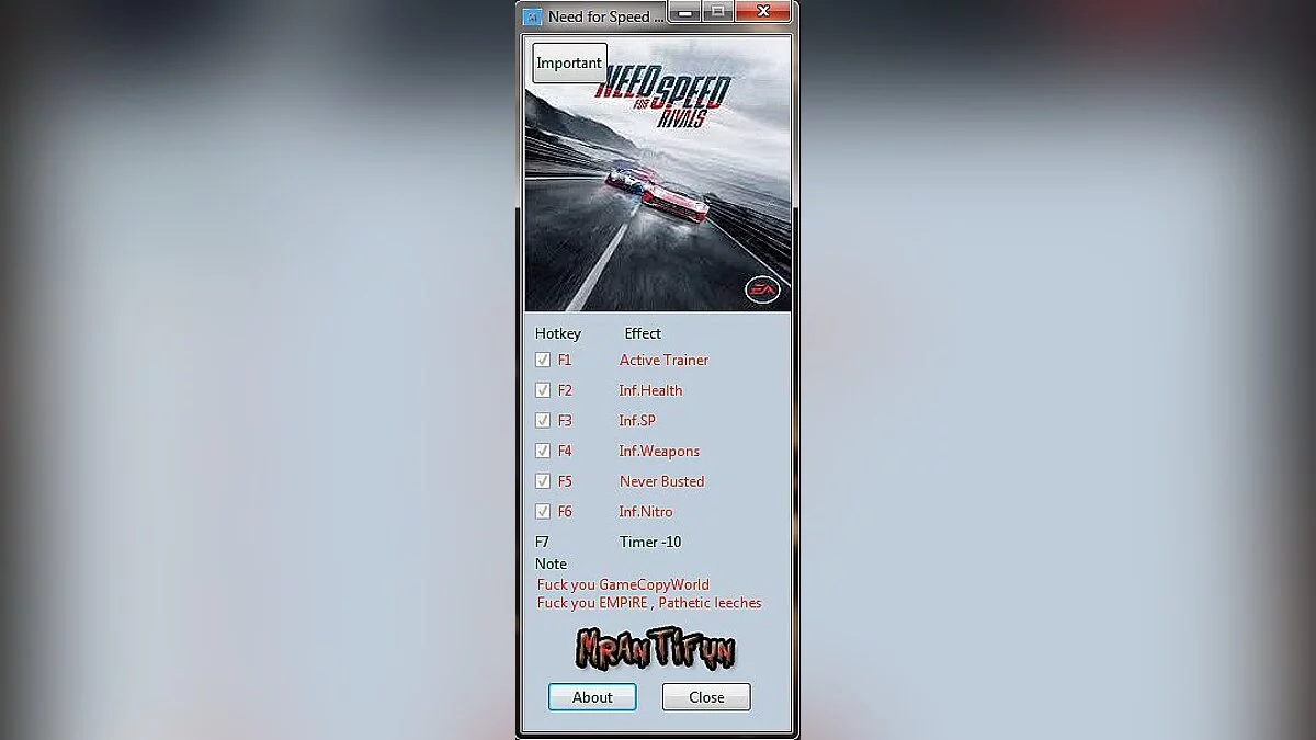 Need for Speed: Rivals — Трейнер / Trainer (+7) [1.2: 32 Bit] [MrAntiFun]