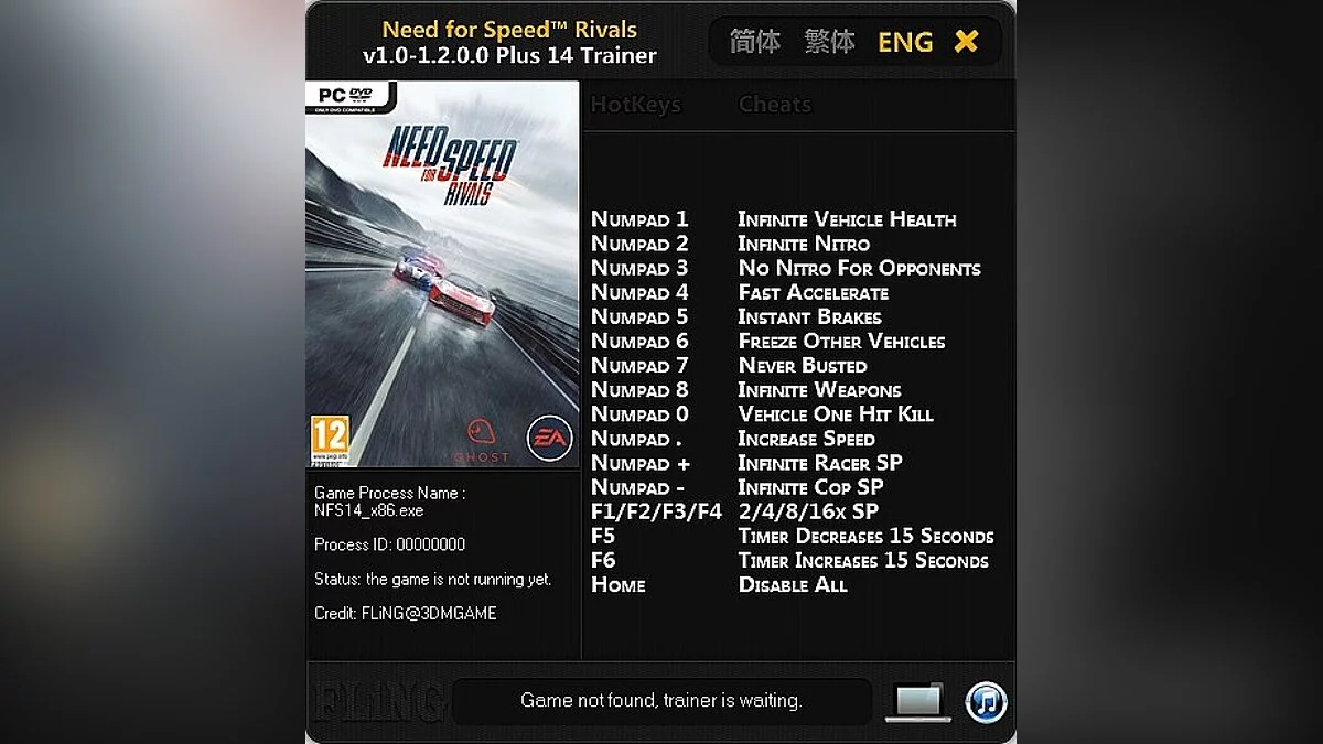 Need for Speed: Rivals — Трейнер / Trainer (+14) [1.0 ~ 1.2.0.0: 32 & 64 Bit] [FLiNG]