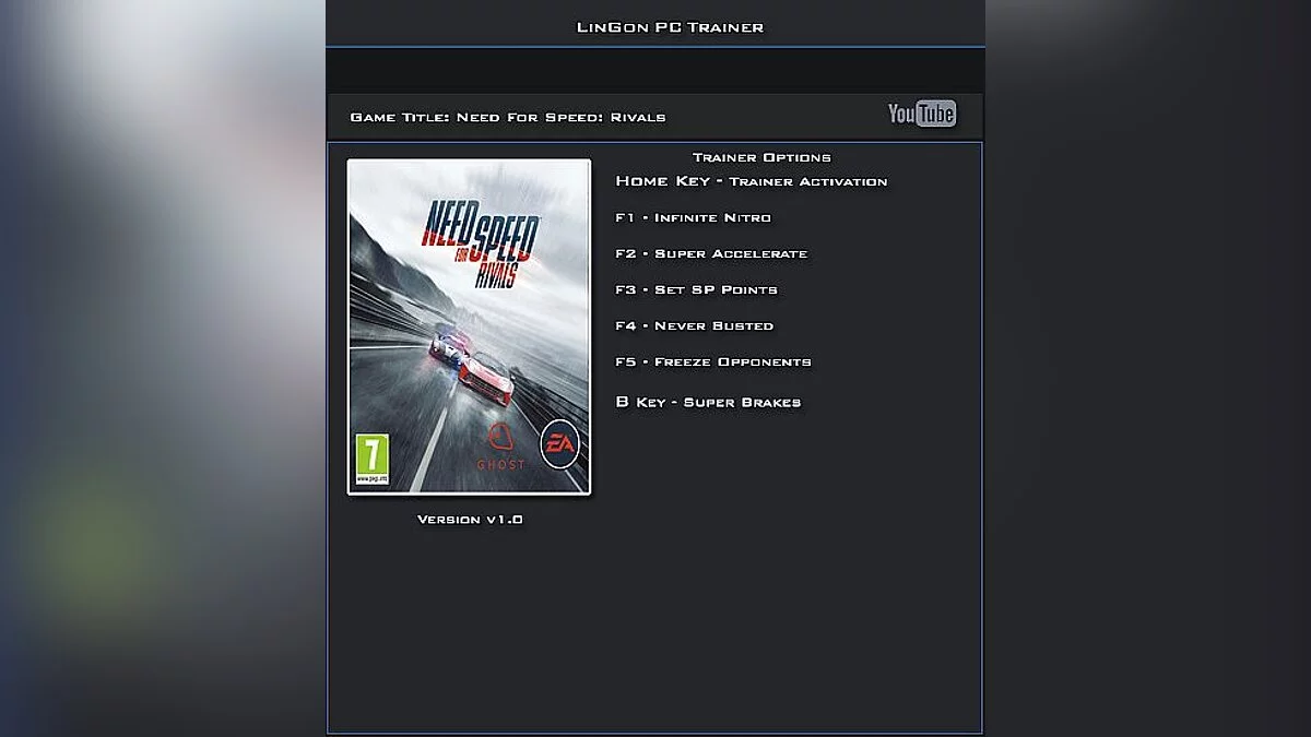Need for Speed: Rivals — Трейнер / Trainer (+6) [1.0: 32 Bit] [LinGon]