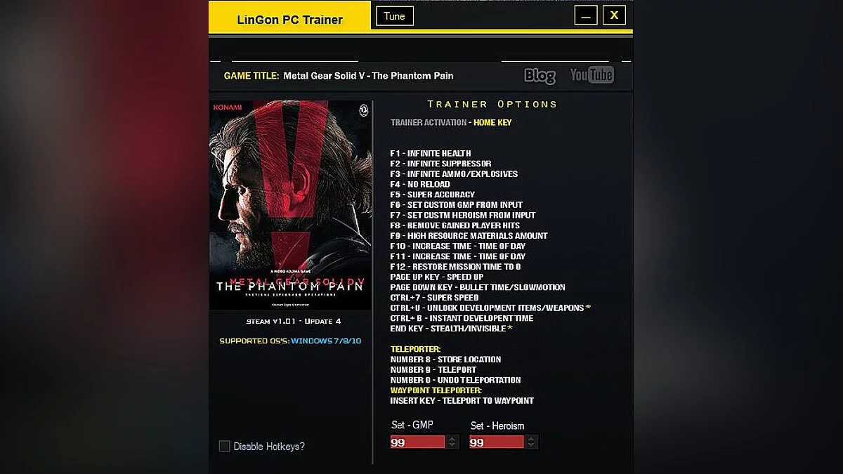 Metal Gear Solid 5: The Phantom Pain — Трейнер / Trainer (+21) [1.05] [LinGon]