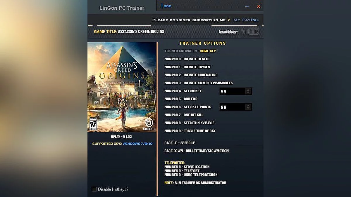 Assassin&#039;s Creed: Origins — Трейнер / Trainer (+13) [1.02] [LinGon]
