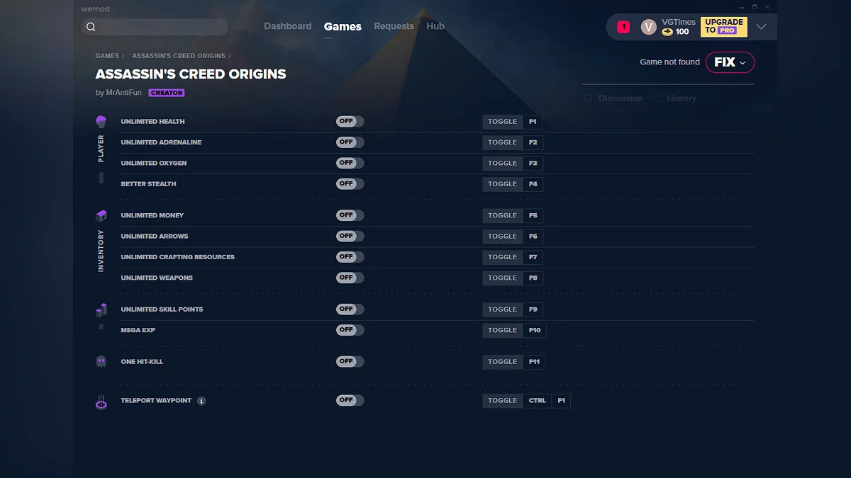 Assassin's Creed: Origins — Трейнер (+12) от 05.02.2020 [WeMod]