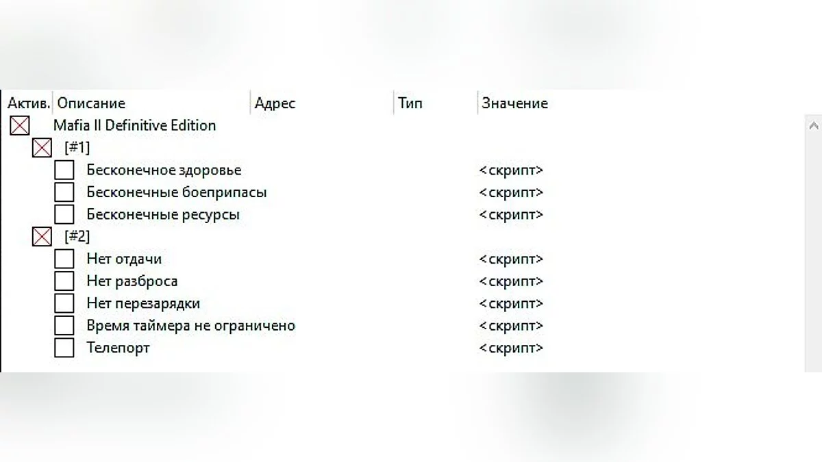 Mafia 2: Definitive Edition — Таблица для Cheat Engine [UPD: 22.05.2020] - RUS