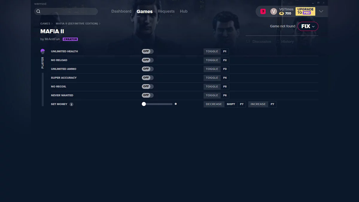 Mafia 2: Definitive Edition — Трейнер (+7) от 25.05.2020 [WeMod]