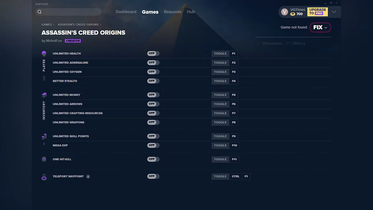 Assassin&#039;s Creed: Origins — Трейнер (+12) от 27.11.2020 [WeMod] [Origin]