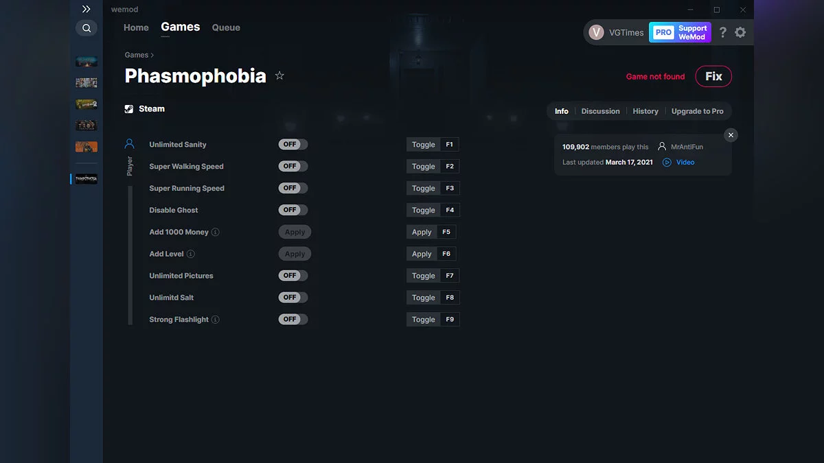 Phasmophobia — Трейнер (+9) от 17.03.2021 [WeMod]