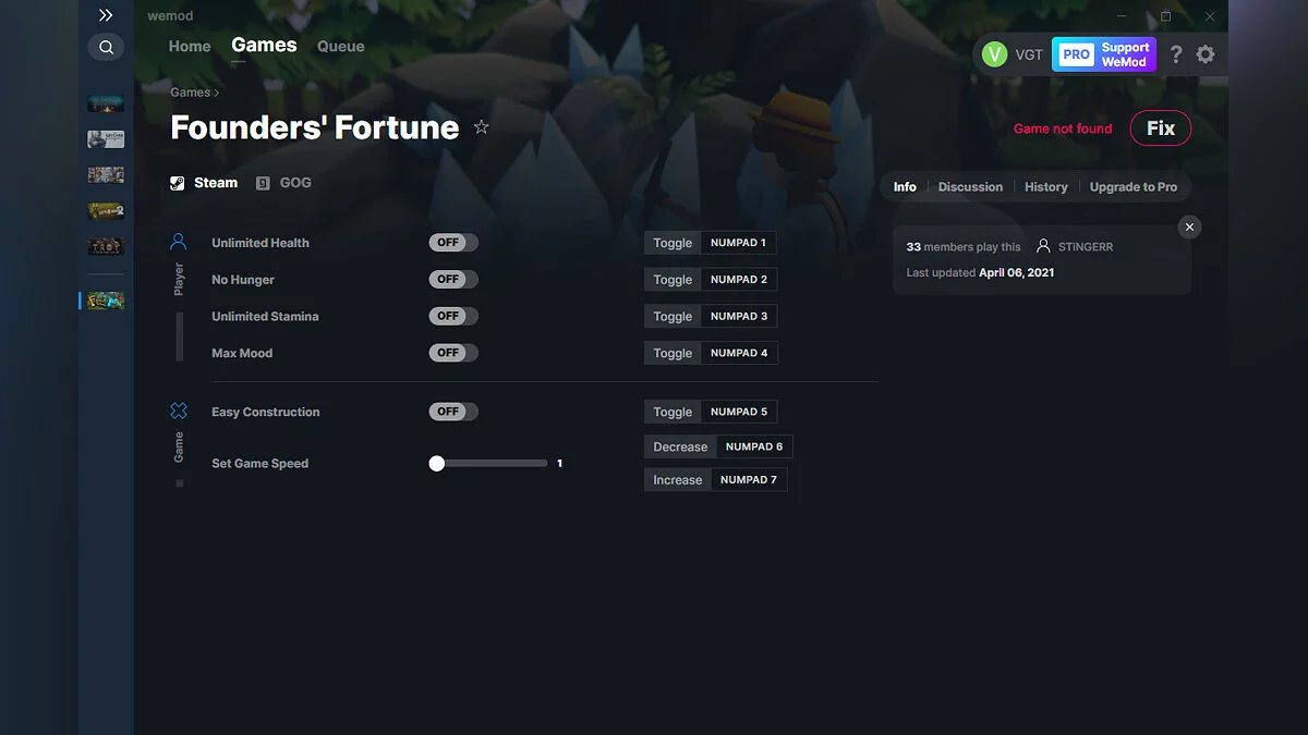 Founders' Fortune — Трейнер (+6) от 06.04.2021 [WeMod]