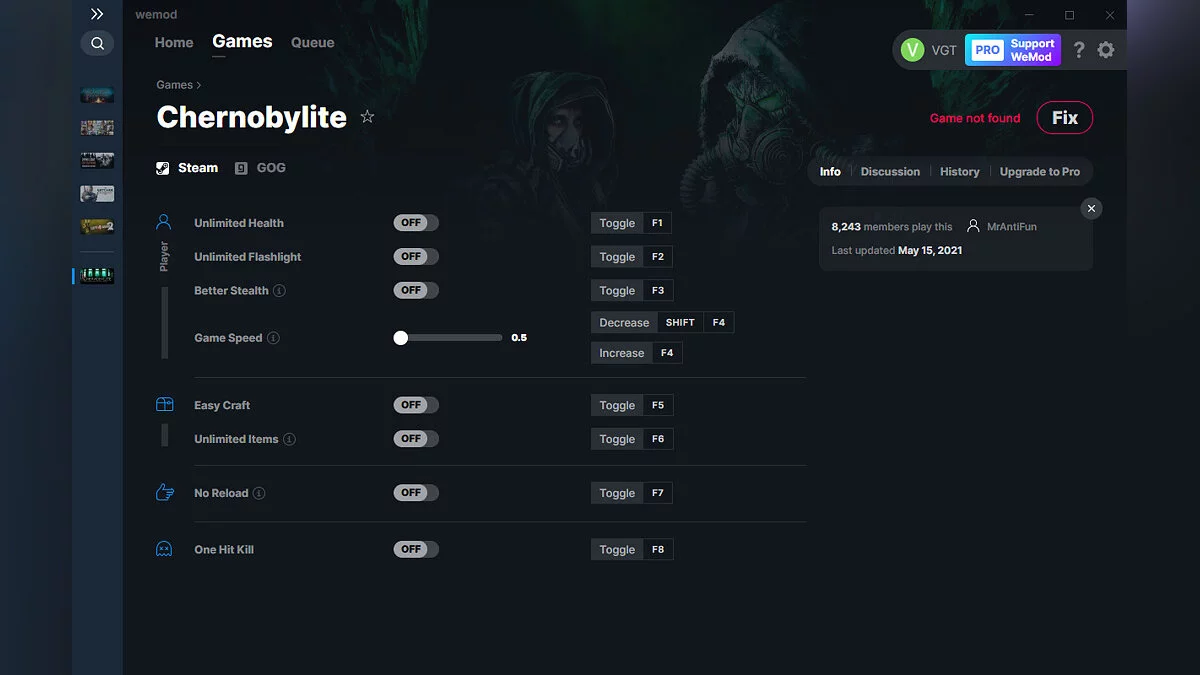 Chernobylite — Трейнер (+8) от 15.05.2021 [WeMod]
