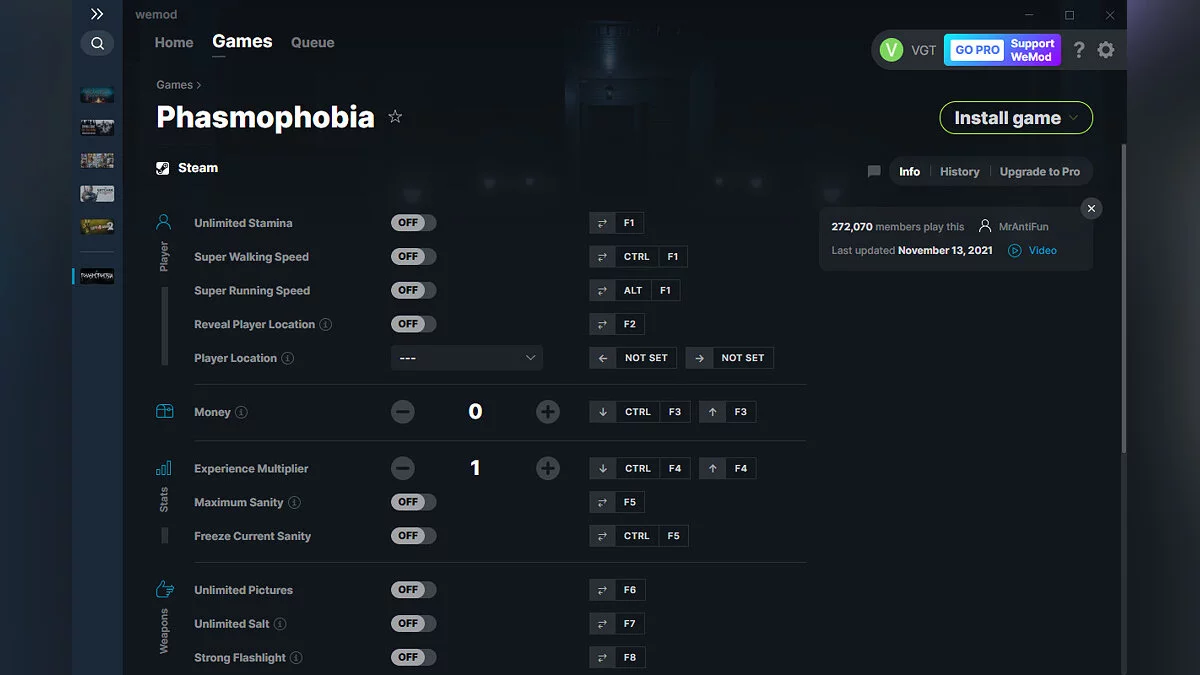 Phasmophobia — Трейнер (+23) от 13.11.2021 [WeMod]