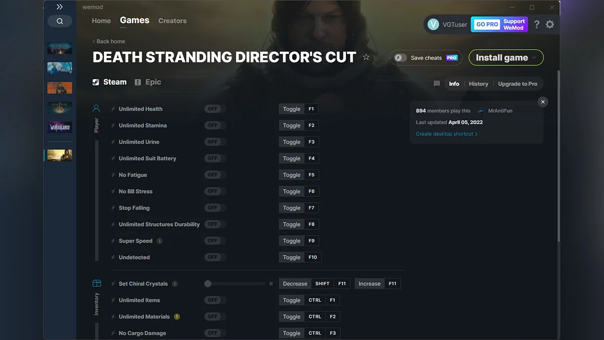 Death Stranding: Director's Cut — Трейнер (+19) от 05.04.2022 [WeMod]