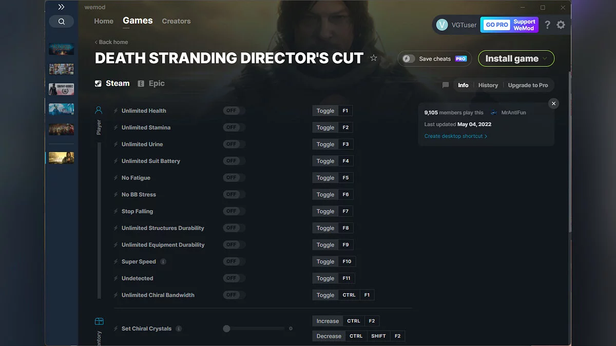 Death Stranding: Director's Cut — Трейнер (+21) от 04.05.2022 [WeMod]