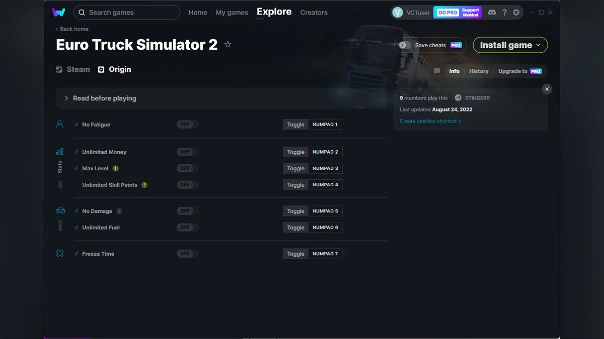 Euro Truck Simulator 2 — Трейнер (+7) от 24.08.2022 [WeMod]