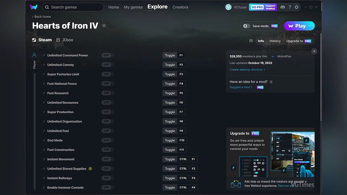 Hearts of Iron 4 — Трейнер (+26) от 19.10.2022 [WeMod]