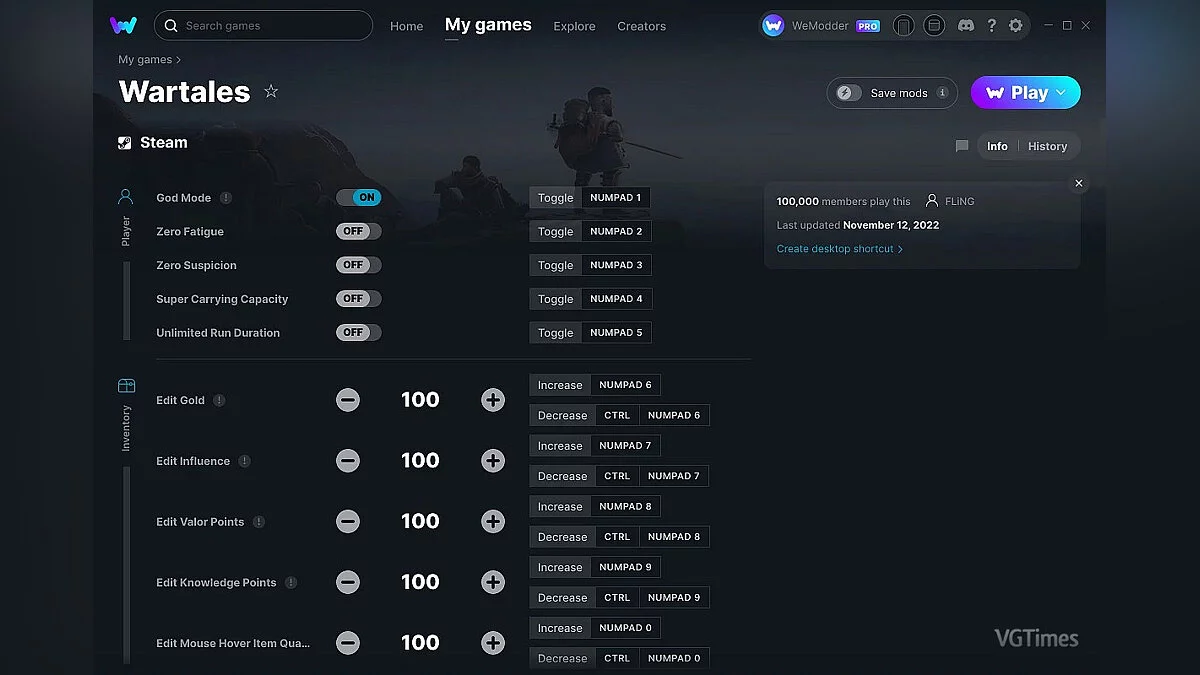 Wartales — Трейнер (+16) от 12.11.2022 [WeMod]