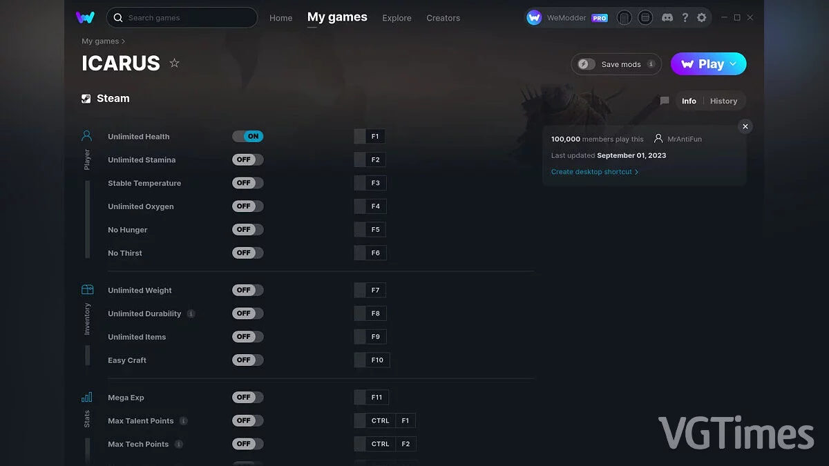 Трейнер (+22) от 01.09.2023 [WeMod]