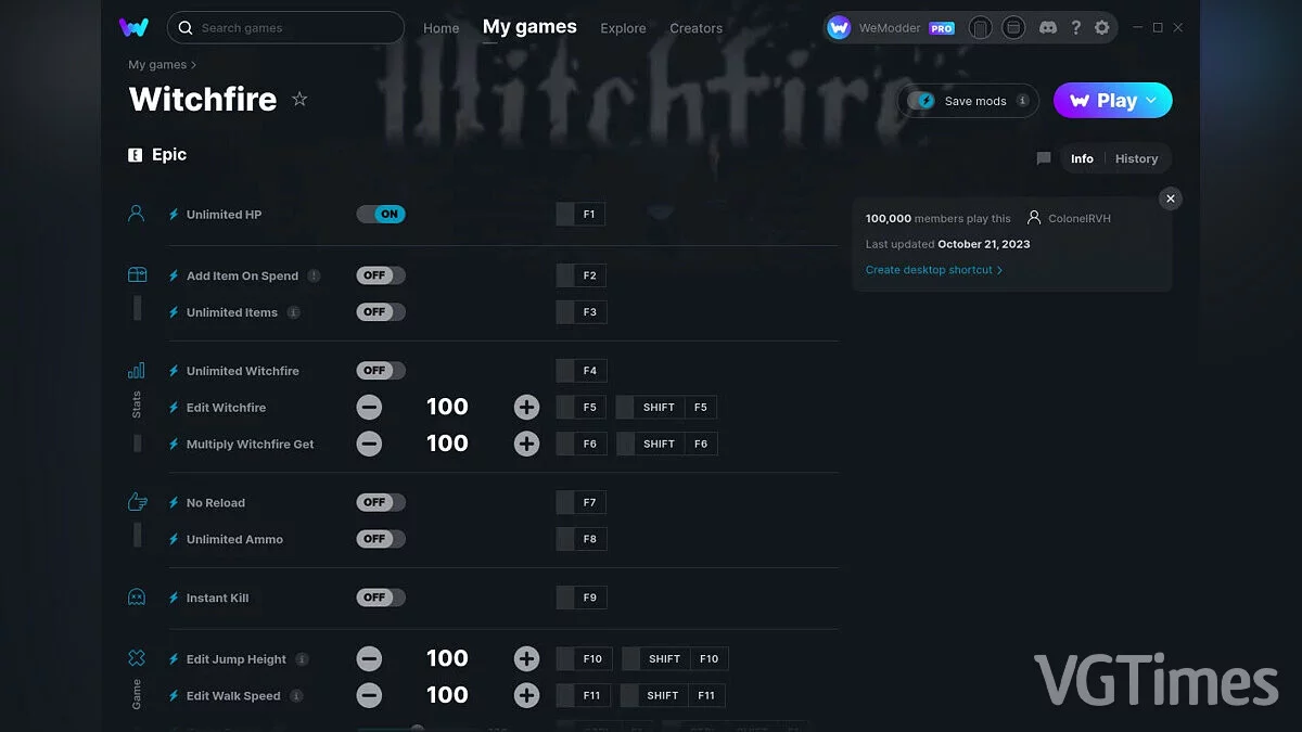 Witchfire — Трейнер (+12) от 21.10.2023 [WeMod]