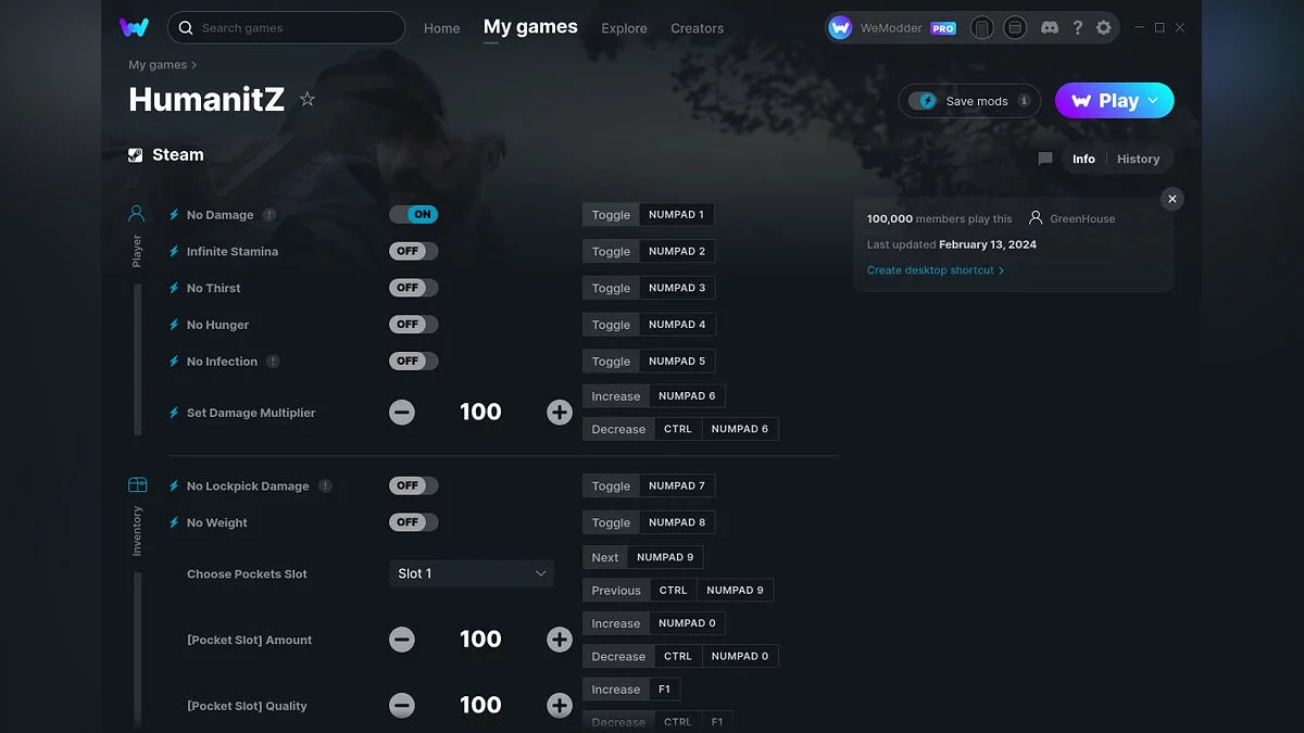 Трейнер (+22) от 13.02.2024 [WeMod]