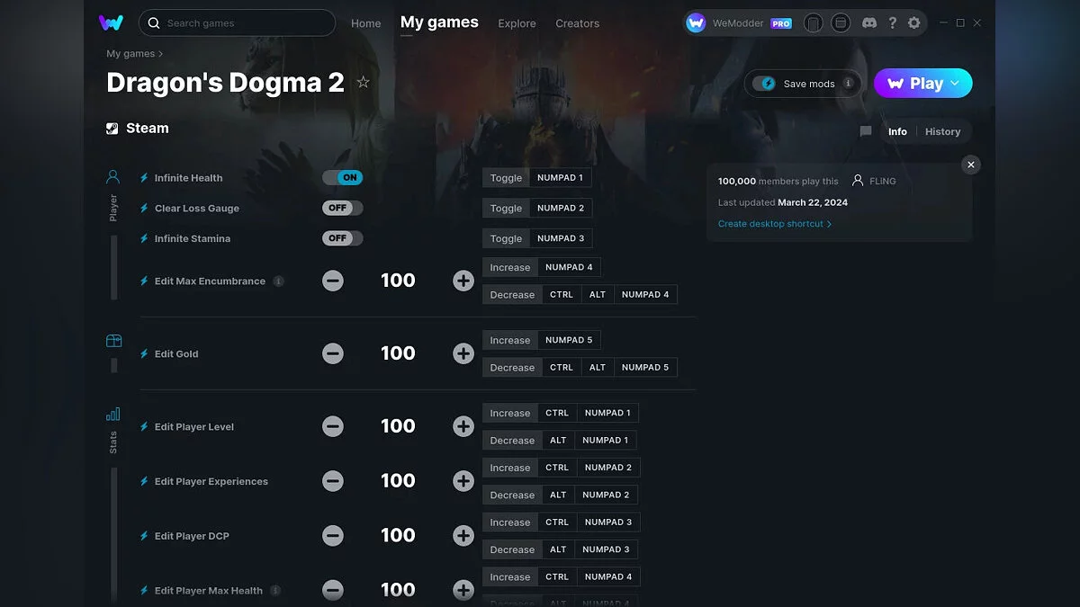 Dragon's Dogma 2 — Трейнер (+16) от 22.03.2024 [WeMod]