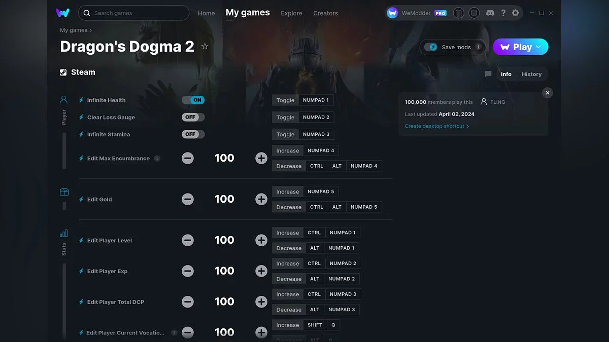 Dragon's Dogma 2 — Трейнер (+34) от 02.04.2024 [WeMod]
