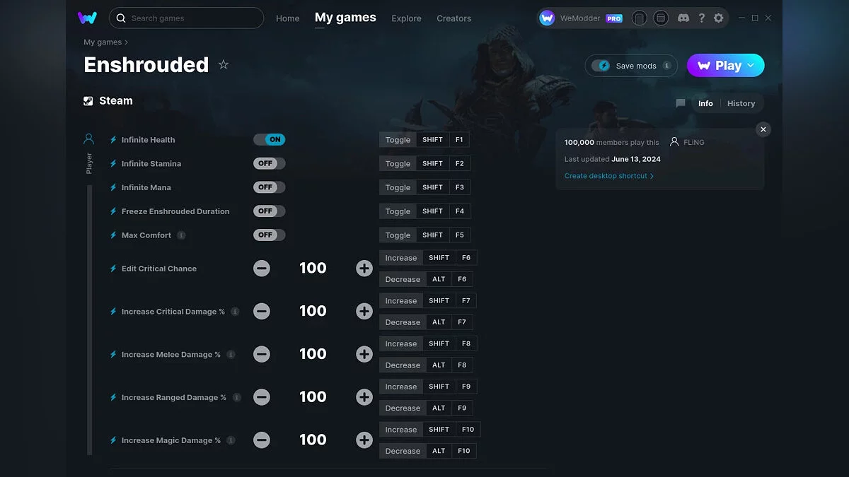 Enshrouded — Трейнер (+18) от 13.06.2024 [WeMod]