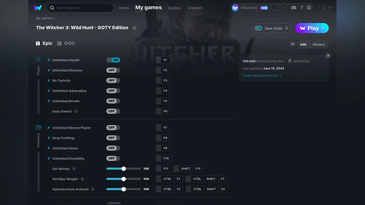 Трейнер (+24) от 10.06.2024 [WeMod]