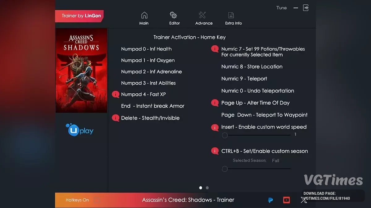 Assassin&#039;s Creed Shadows — Трейнер (+14) [1.0]