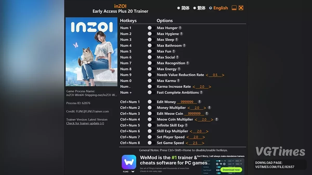 inZOI — Трейнер (+20) [EA: 20.04.2025]