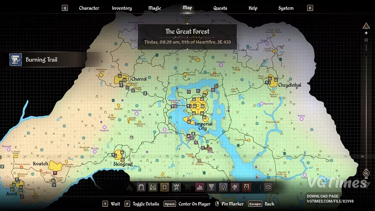 The Elder Scrolls 4: Oblivion Remastered — Карта мира с достопримечательностями