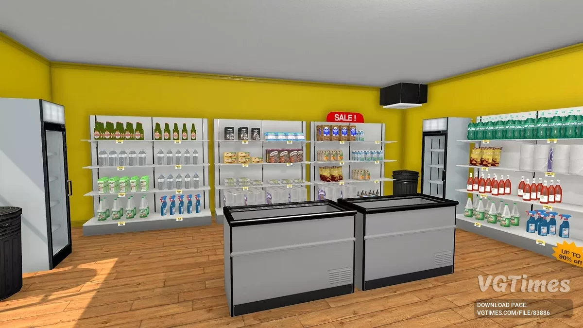 Supermarket Simulator — Максимальный уровень с полностью заполненными полкам