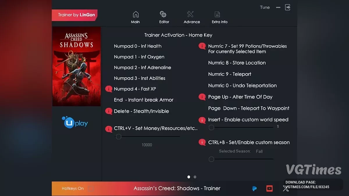Assassin&#039;s Creed Shadows — Трейнер (+15) [1.0.4]