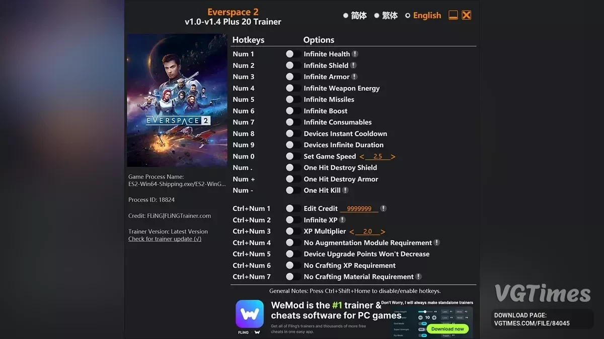 Everspace 2 — Трейнер (+20) [1.0 - 1.4]