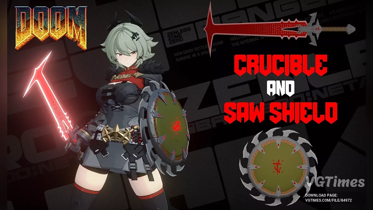 Zenless Zone Zero — Щит и меч из игры Doom: The Dark Ages