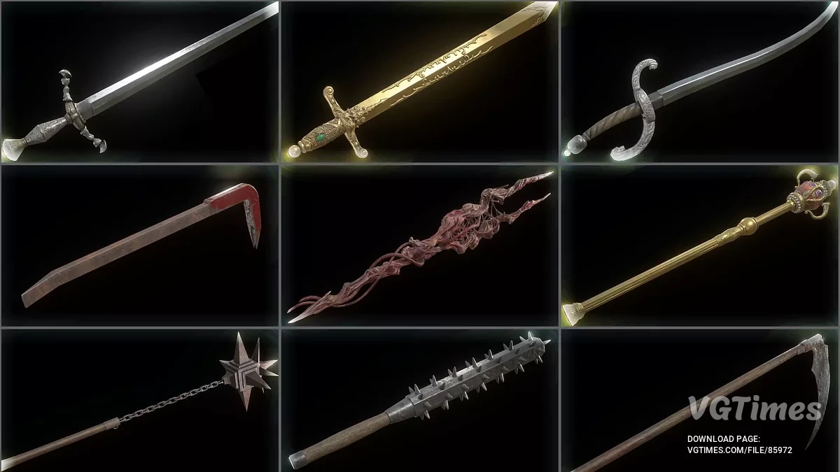 Resident Evil 4 Remake (2023) — Пак мечей на замену ножа + посохи, вилы и прочее