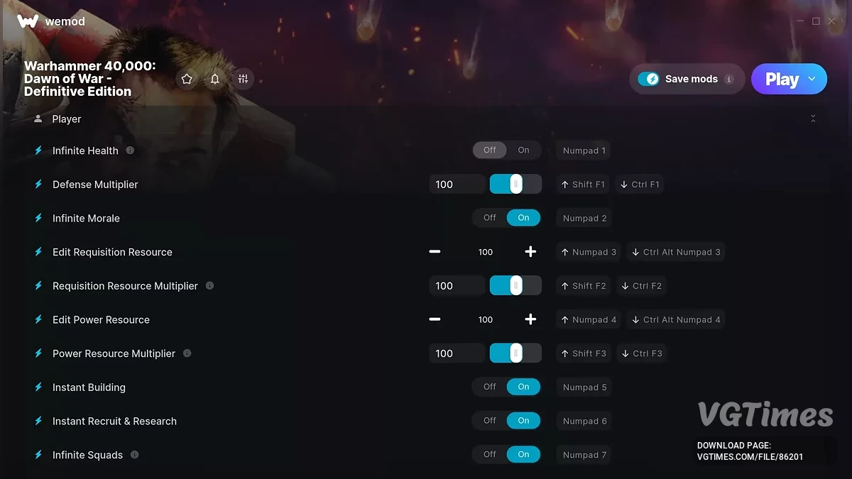 Warhammer 40,000: Dawn of War - Definitive Edition — Трейнер (+20)