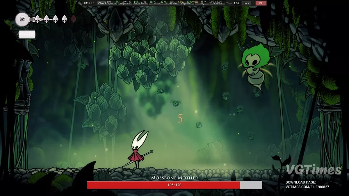Hollow Knight: Silksong — Полоса здоровья и урон