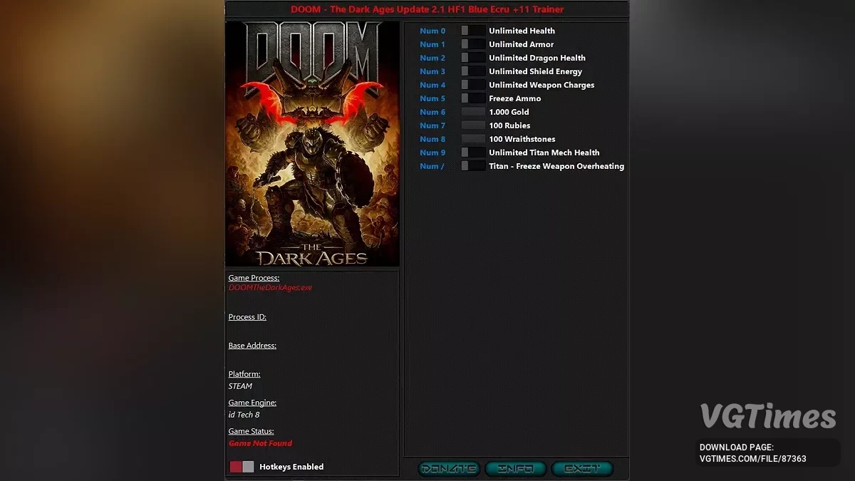 Doom: The Dark Ages — Трейнер (+11) [2.1 HF1]