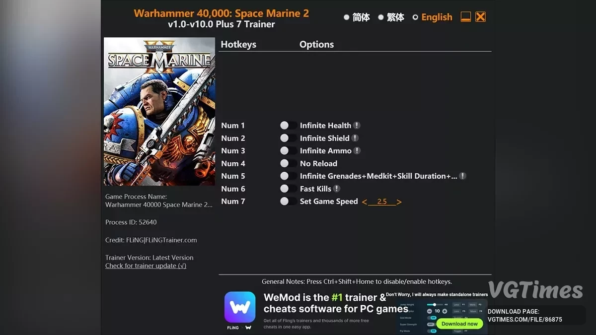 Warhammer 40,000: Space Marine 2 — Трейнер (+7) [1.0 - 10.0]