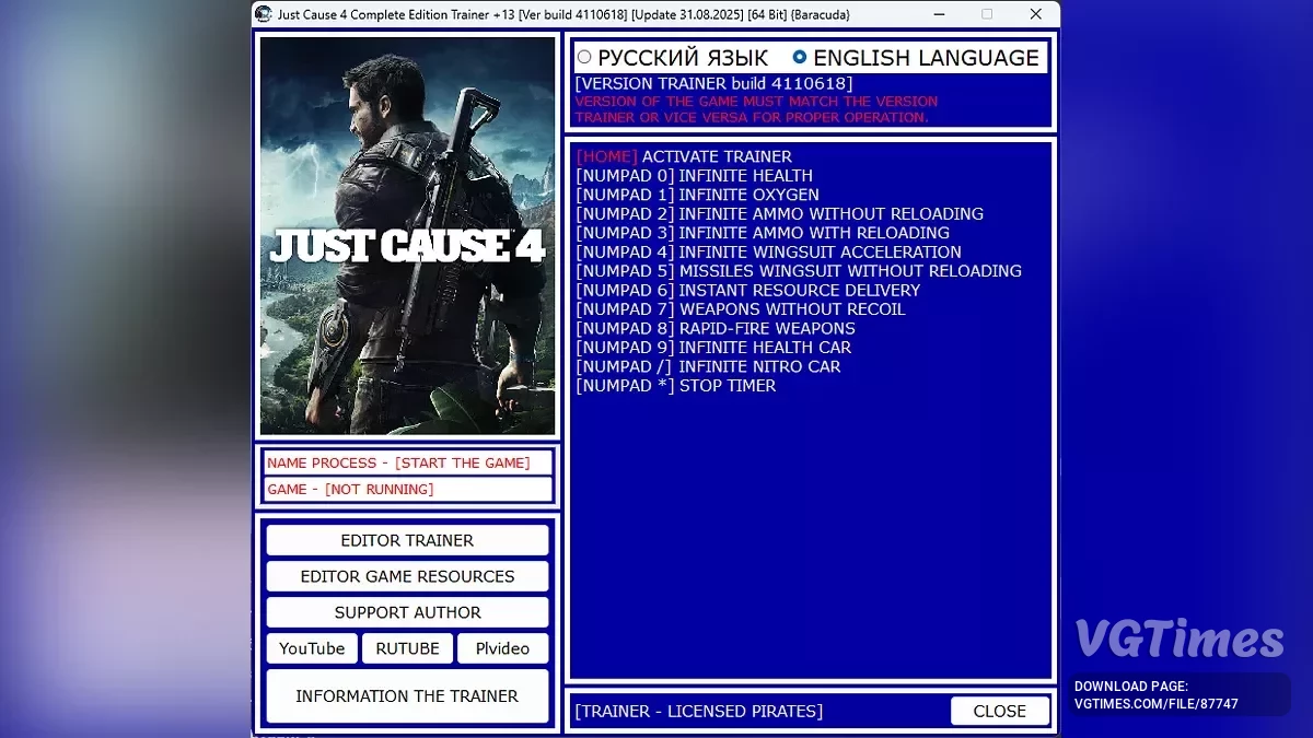 Just Cause 4 — Трейнер (+13) [Build 4110618]
