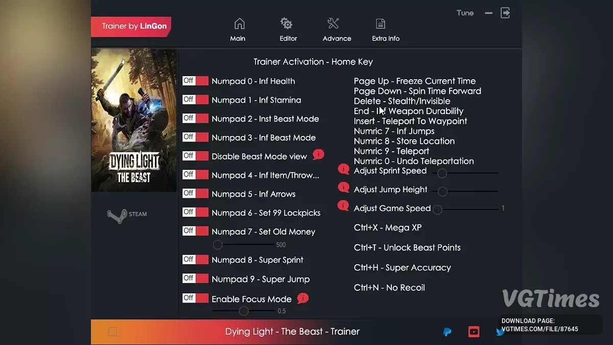Dying Light: The Beast — Трейнер (+27) [1.2.D]