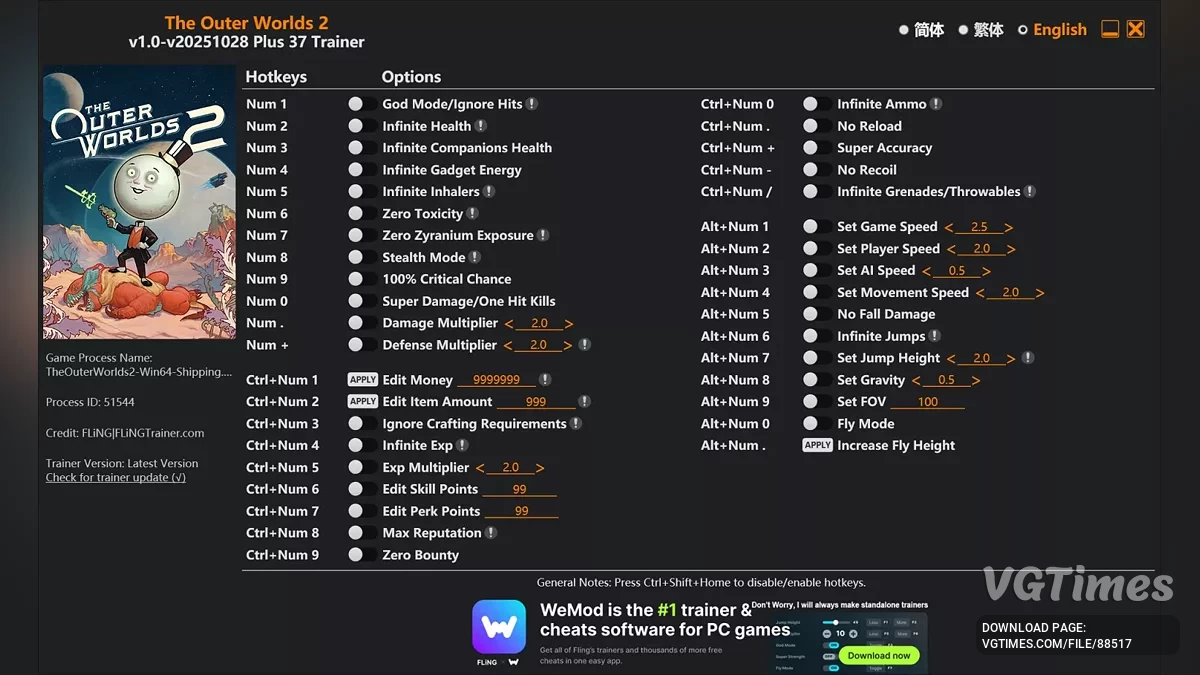 The Outer Worlds 2 — Трейнер (+37) [1.0 - UPD:28.10.2025]