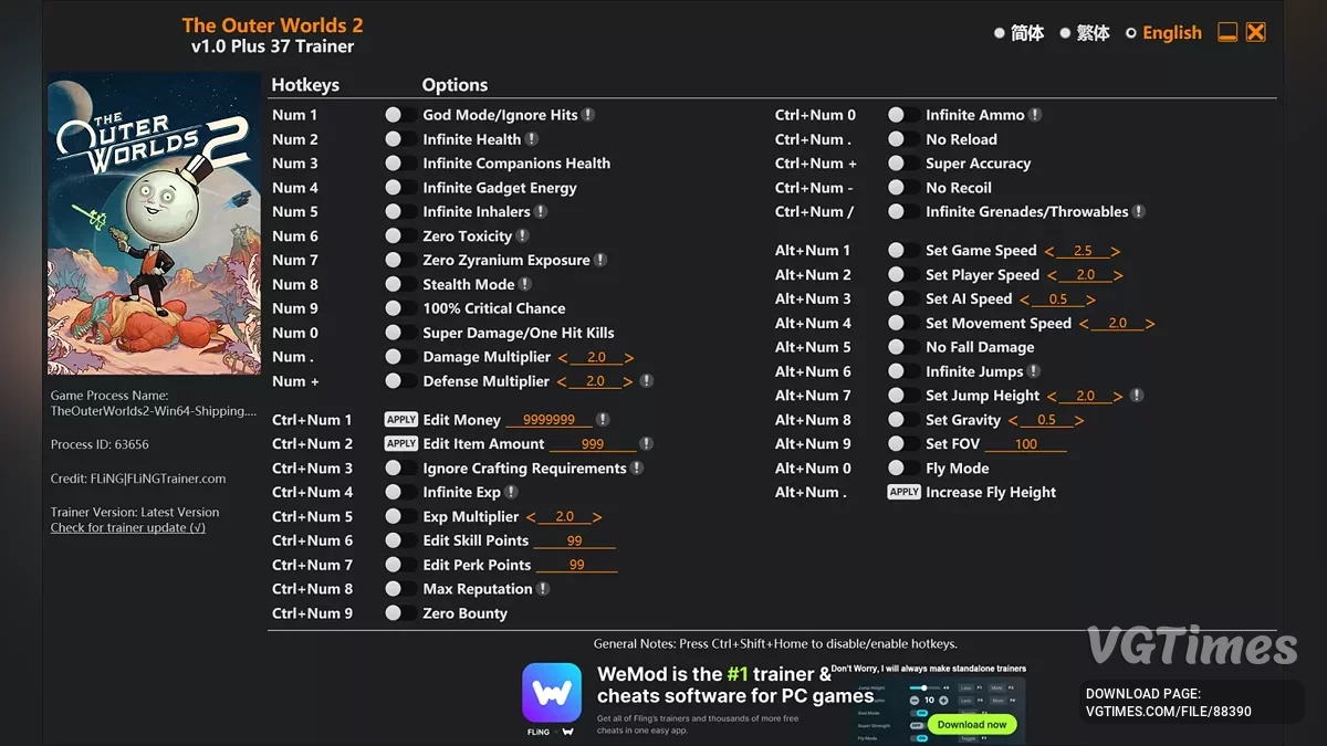 The Outer Worlds 2 — Трейнер (+37) [1.0]
