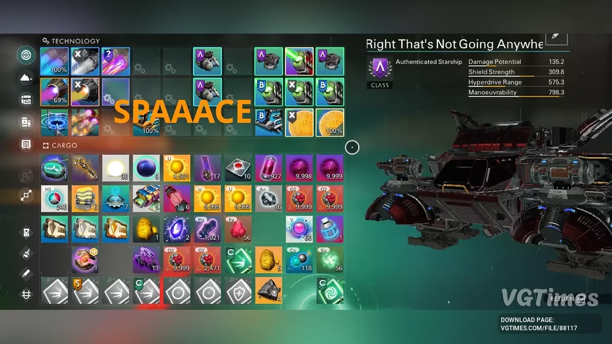 No Man&#039;s Sky — Удаление технологических модулей корвета