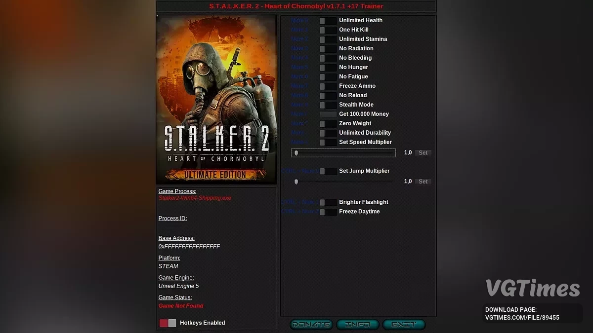 S.T.A.L.K.E.R. 2: Heart of Chornobyl — Трейнер (+17) [1.7.1]