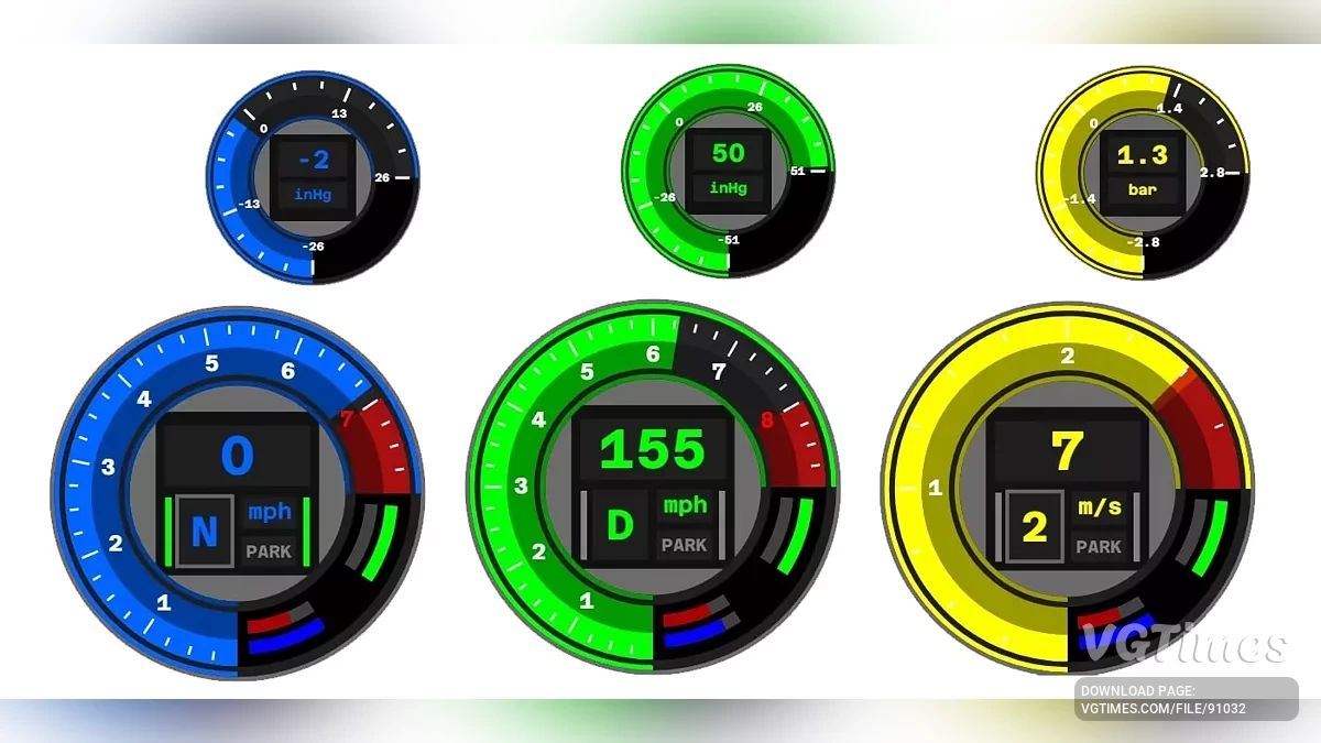 BeamNG.drive — Custom Tachometers and Boost Gauges v3.3.0 (0.38.x)
