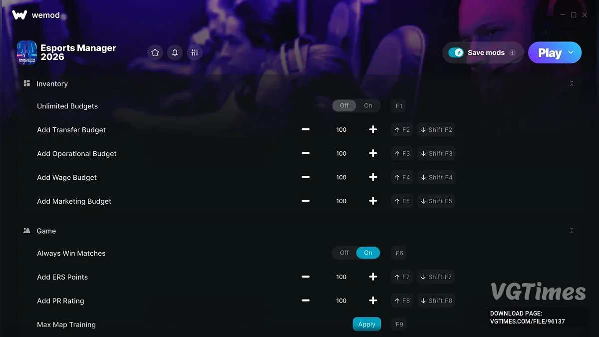 Esports Manager 2026 — Трейнер (+15)