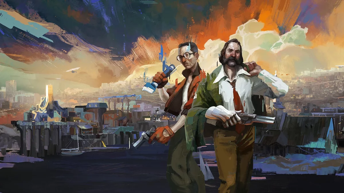 Главный герой Disco Elysium Гаррье Дюбуа (справа) и его напарник Ким Кицураги (слева)