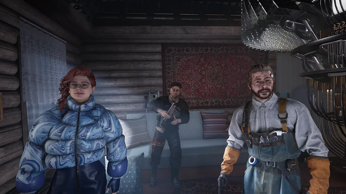 Настя, Охотник и Коля — почти вся команда Майора. Atomic Heart приучила нас к отсылкам, которые понятны в основном жителям России и постсоветского пространства. Мы сейчас не только про ковер на стене, но и про название DLC — «Кровь на Хрустале» уж слишком напоминает название недавнего криминального сериала про дворовую шантрапу