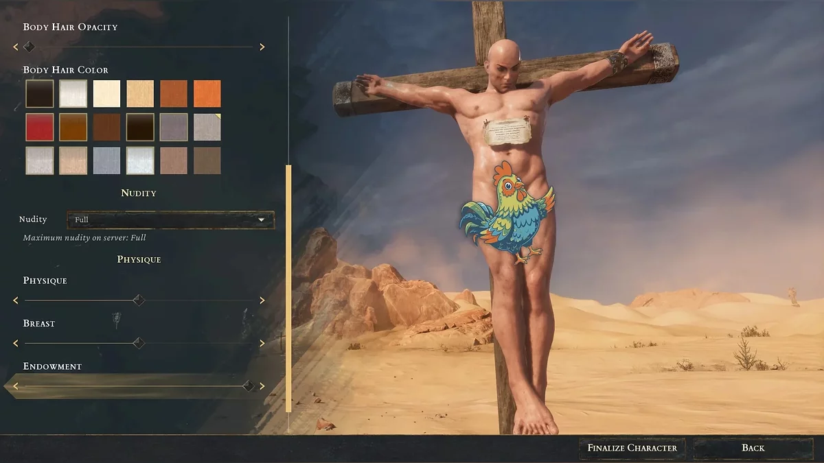 Скриншот меню настройки персонажа в Conan Exiles Enhanced