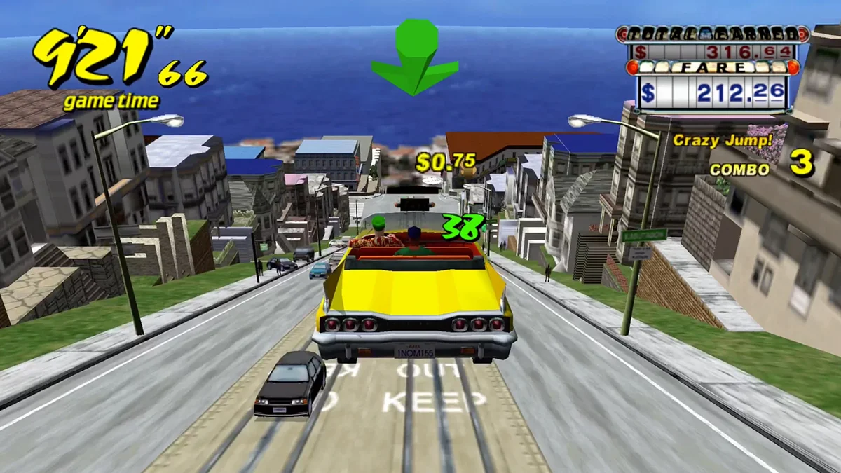 Самым увлекательным в Crazy Taxi являлись трюки и прыжки с высоты